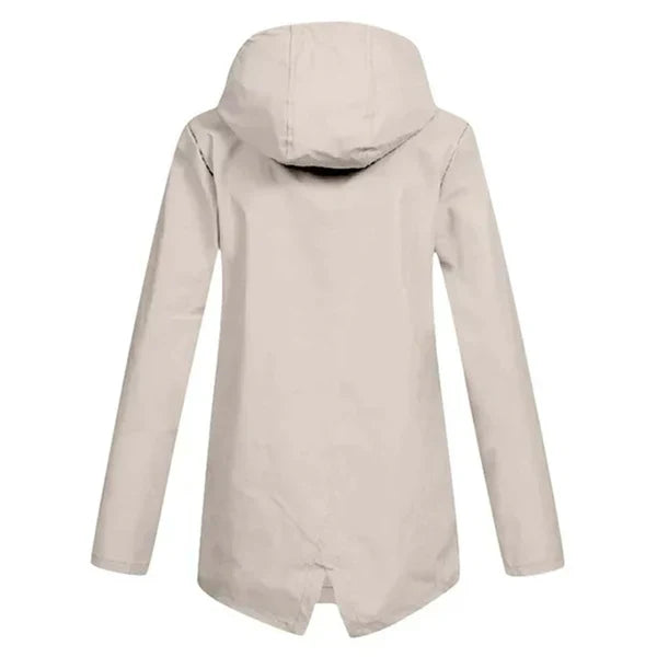 Trendy Women's Rain Jacket with Hood - Liora-Beige-S-The Livary