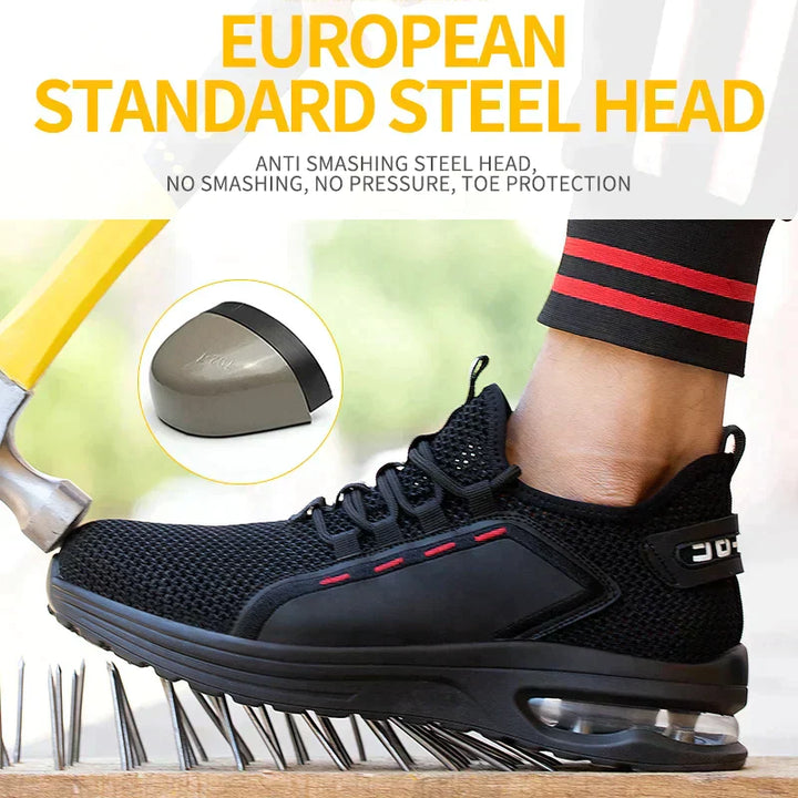 Ultralight Safety Shoes with Steel Toe - SteelFlex One-Black-4-The Livary