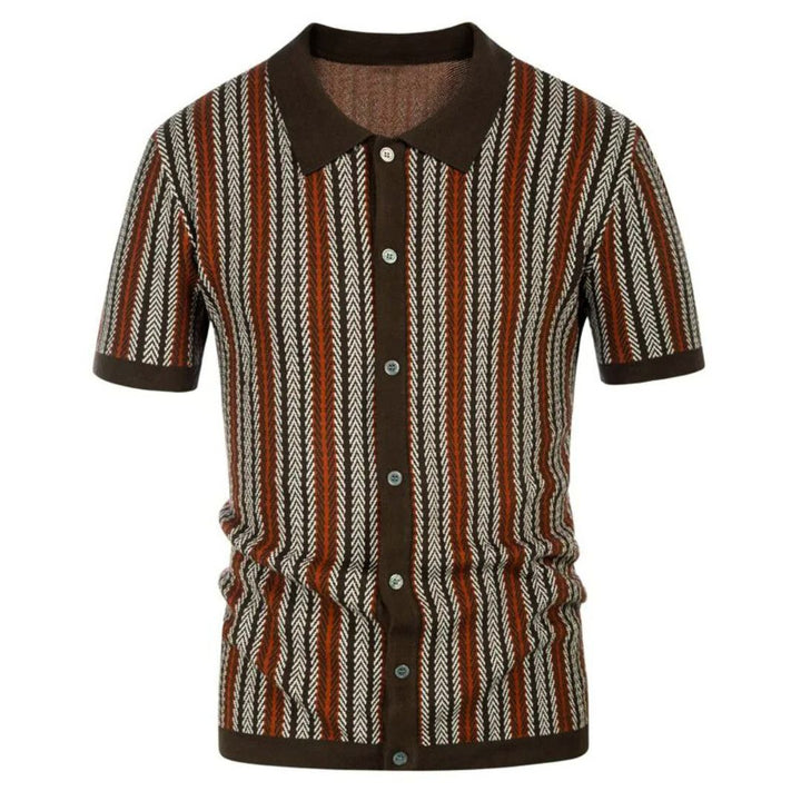 Breathable men's chevron polo shirt with button placket – Julian-Brown-S-The Livary