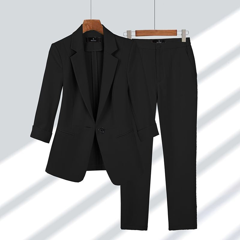 2-piece Women's Suit with Blazer and Trousers - Olivia-Black-M-The Livary