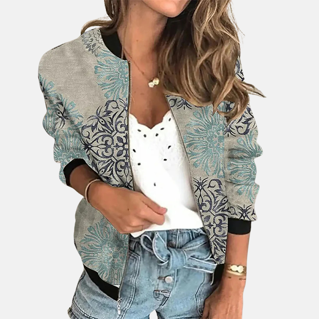 Ladies Retro Bomber Jacket with Print – Zoë-G-XS-The Livary