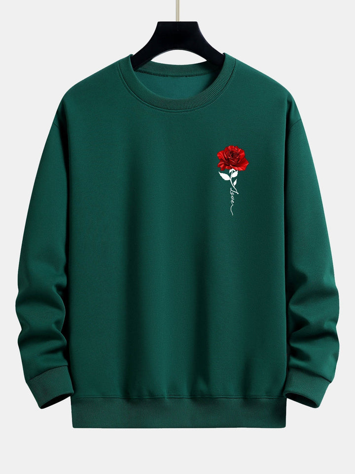 Ladies' Rose Print Sweatshirt - Amelia-Dark green-S-The Livary