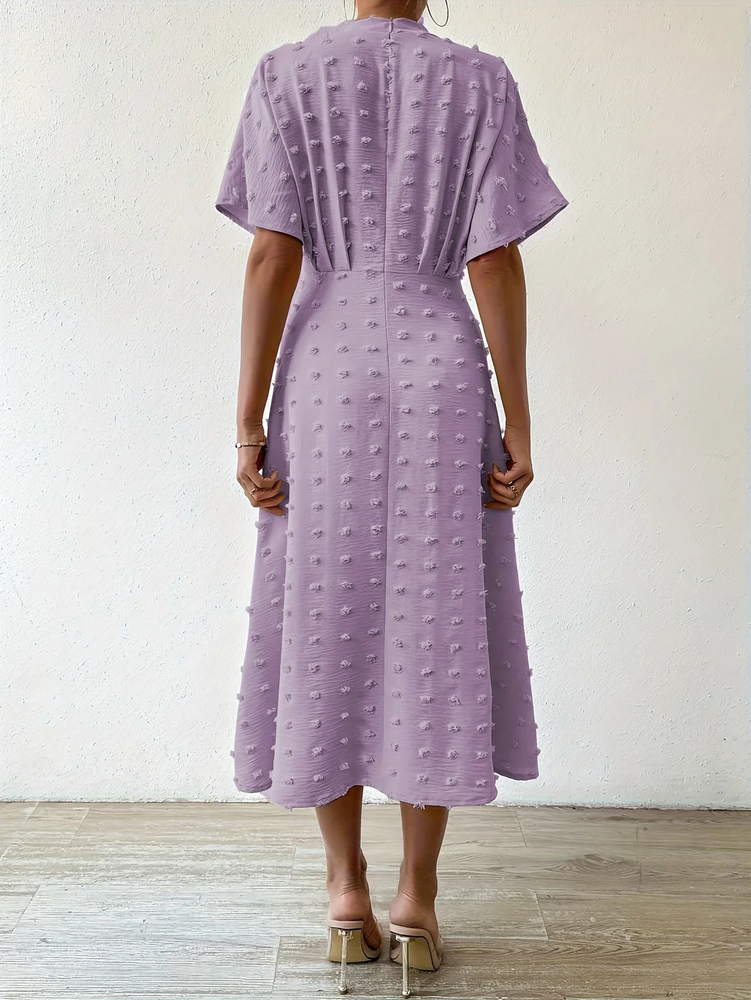 Refined Pleated Midi Dress with Ruffles | Evening Dress-S-Apricot-The Livary