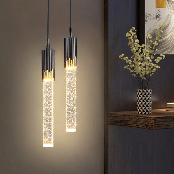 Glass Pendant Lamp in Cylindrical Shape - Lustreau-Black-1 lamp-The Livary