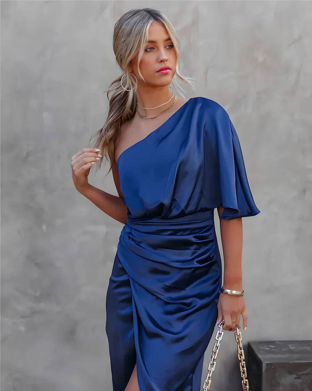 Trendy Silk Party Dress - Celina-Blue-XS-The Livary