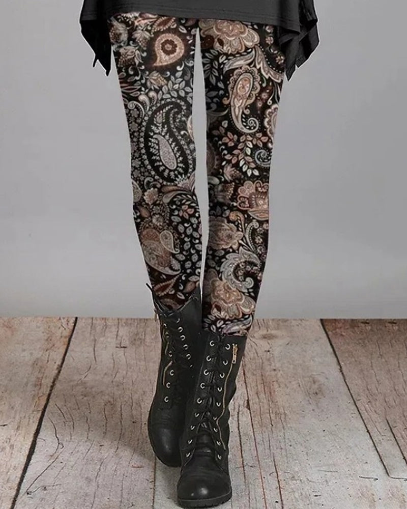 Bohemian Retro Leggings with Ethnic Prints – Ziva-2-S-The Livary