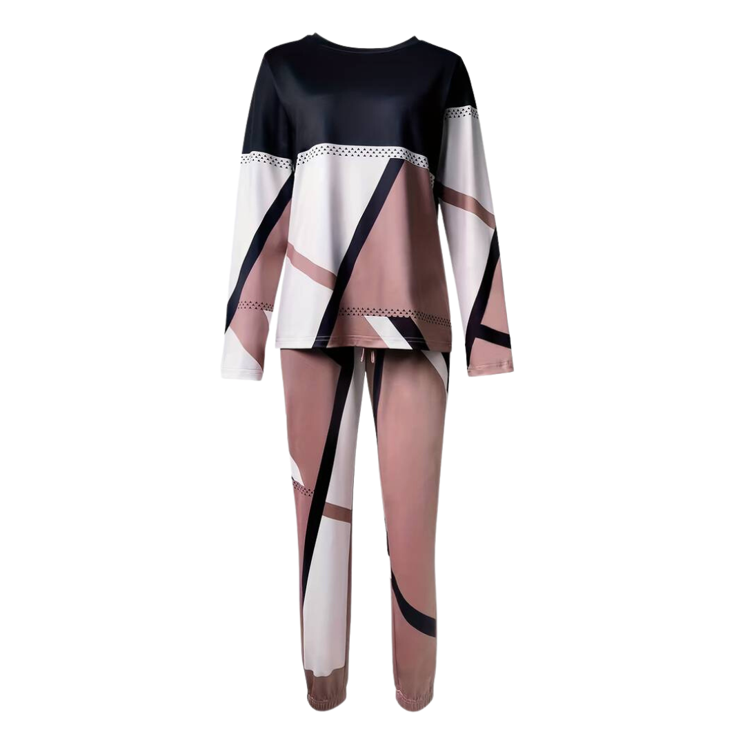 2-piece Set with O-neck and Long Pants - Sophie-Grey-S-The Livary