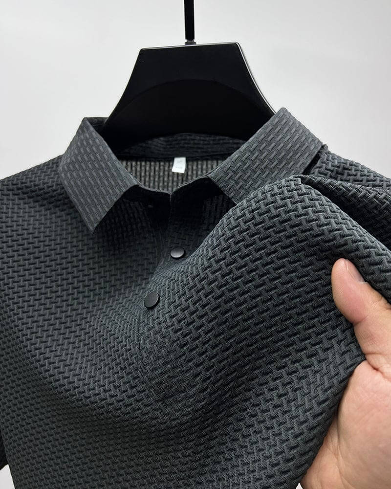 Men's Polo Shirt in Breathable Mesh - Matteo-Gray-M-The Livary