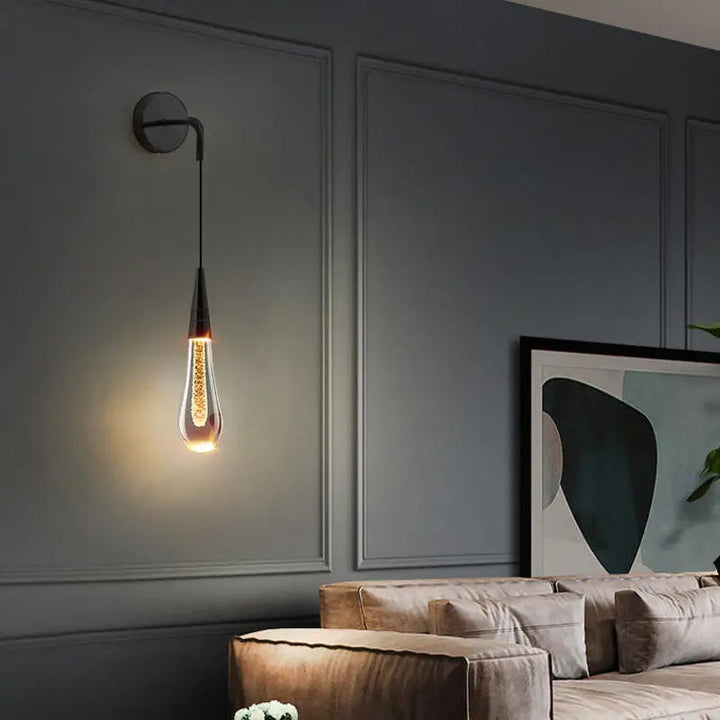 Drop-shaped Wall Lamp with Warm Glow - Solena-Black-The Livary