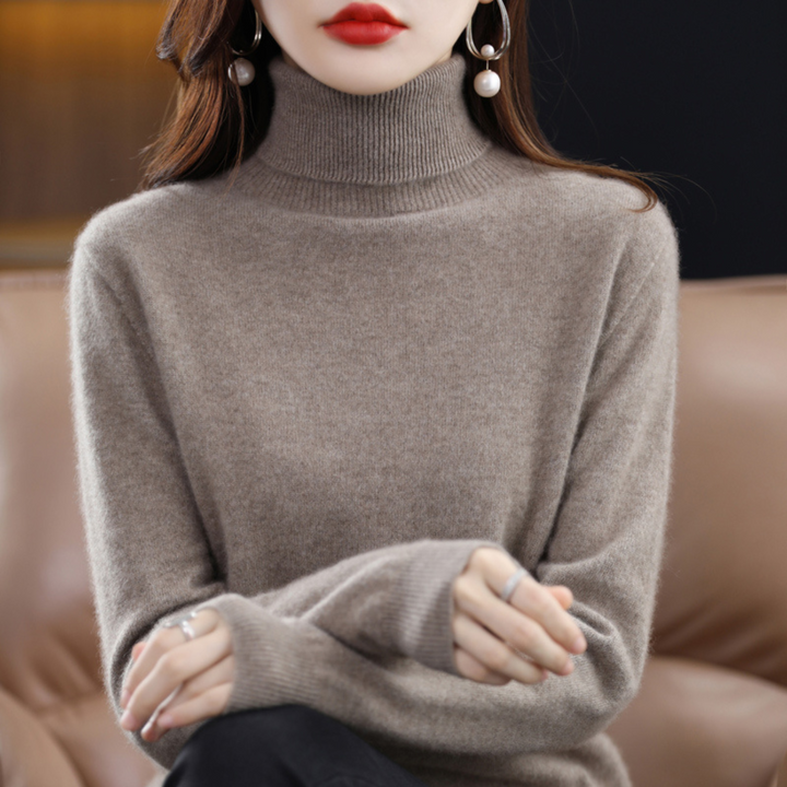 Luxury Cashmere Ladies Turtleneck - Elena-Dark brown-S-The Livary
