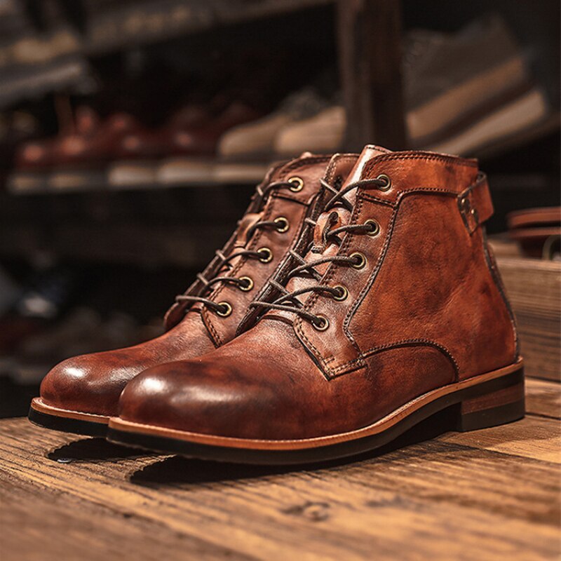 Orthopaedic Leather Men's Boots - Atlas-Brown-5-The Livary