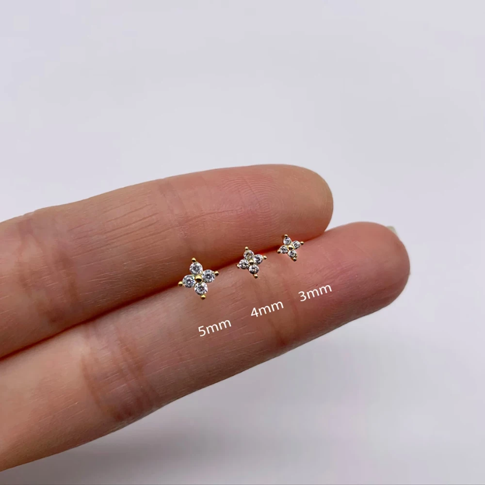 Delicate Flower Ear Studs - Sophie-Gold-Set of 3 pairs-The Livary