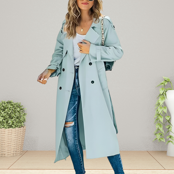 Elegant women's trench coat for the transitional period – Isabelle-Light blue-S-The Livary