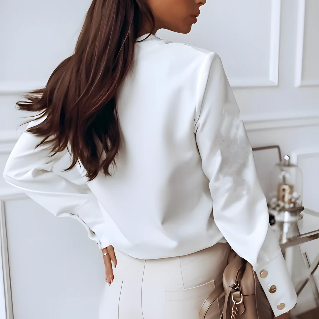Stylish women's shirt with button placket & classic collar – Norea-White-S-The Livary