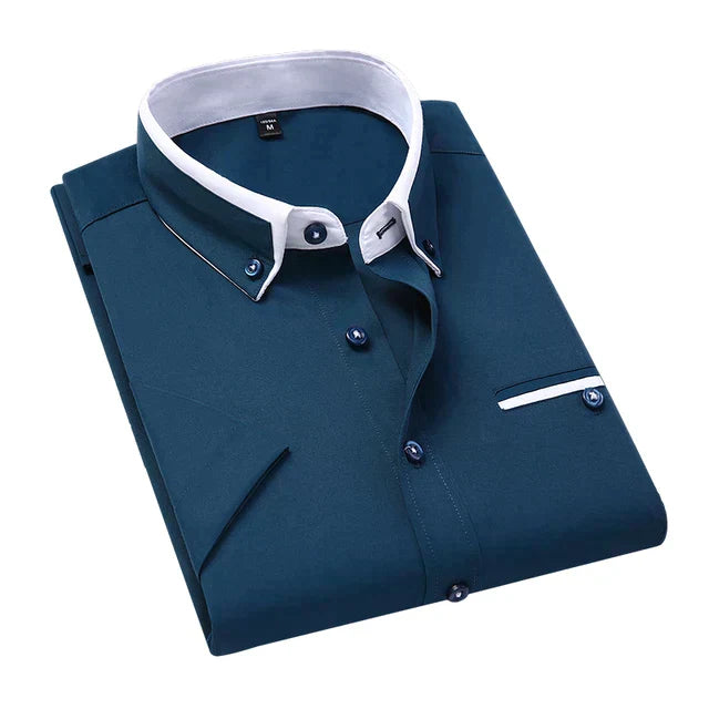 Men's Short Sleeve Shirt - Victor-Blue-M-The Livary