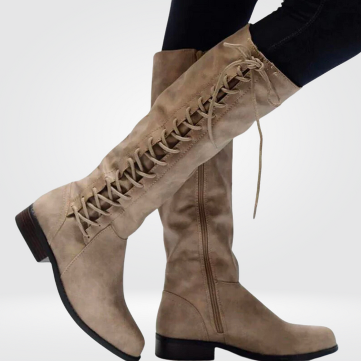 Comfortable High Women's Boots - Elena-2.5-Beige-The Livary