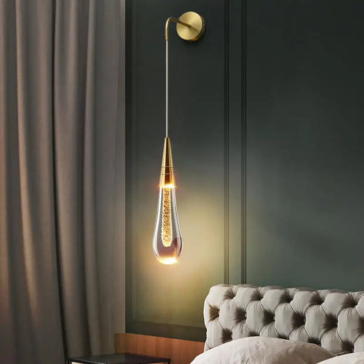 Drop-shaped Wall Lamp with Warm Glow - Solena-Gold-The Livary