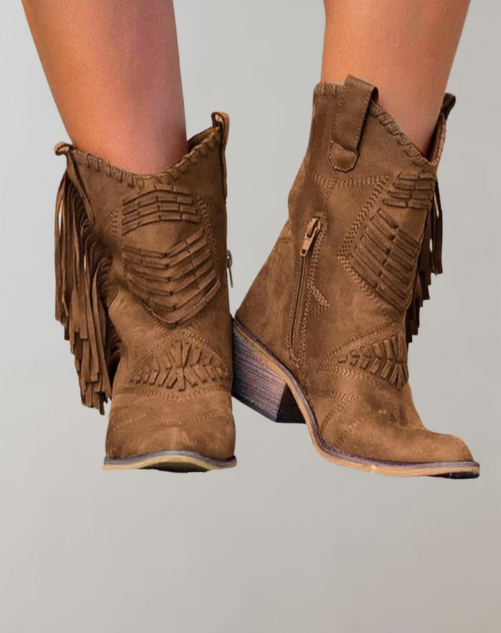 Stylish Women's Boots with Tassels - Selena-Brown-2.5-The Livary