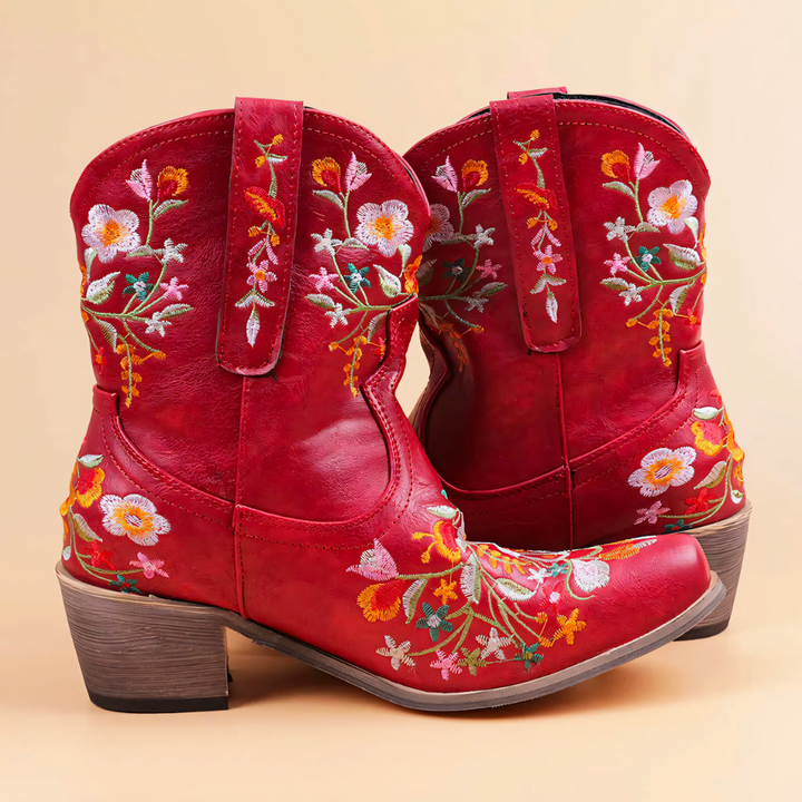 Waterproof Vintage Cowgirl Boots - Sierra-2.5-Red-The Livary