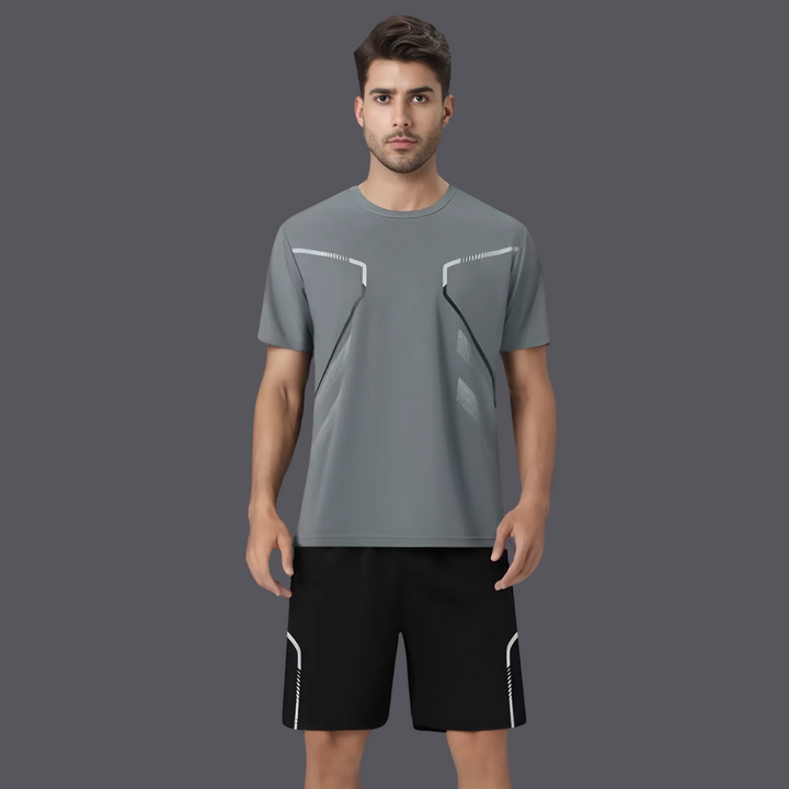Sports outfit for men – T-shirt and shorts for training & leisure-Black-M-The Livary