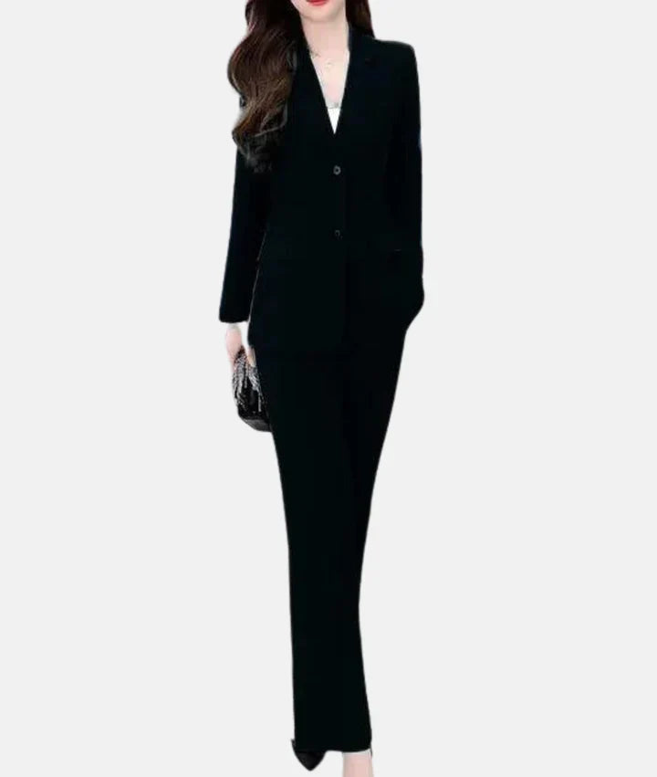 Stylish Trouser Suit with Tailored Blazer - Isabella-Black-S-The Livary