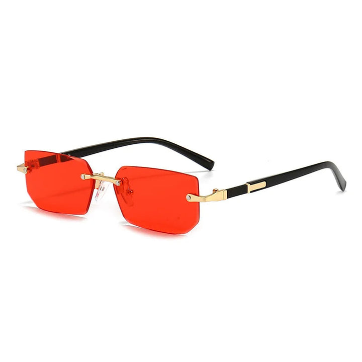 Stylish rectangular sunglasses without a frame for women - KlaraView-Red-The Livary