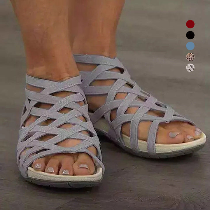 Sweat-absorbing comfort sandals for women – Lorena-Bright leopard print-3-The Livary