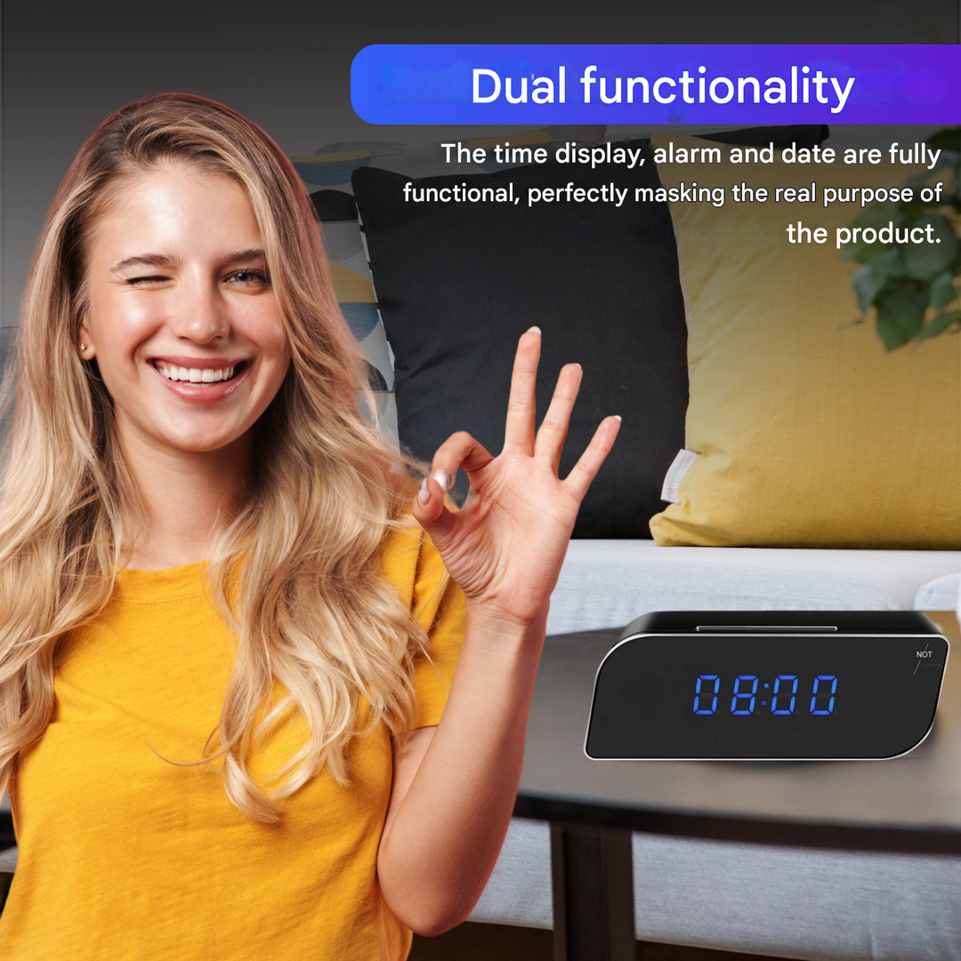 Digital Alarm Clock with Hidden Surveillance Camera – StealthClock Cam-No memory-The Livary