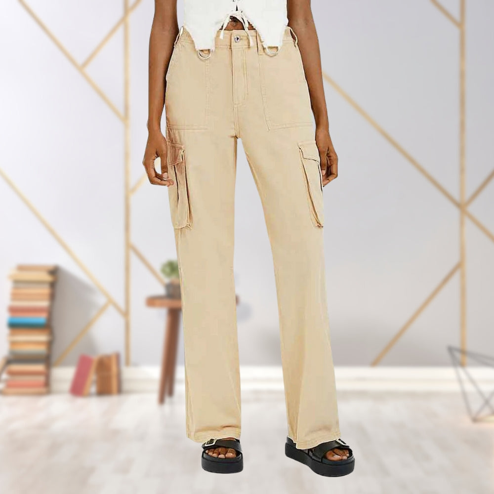 Slim-Fit Ladies Cargo Trousers - Maya-Beige-S-The Livary