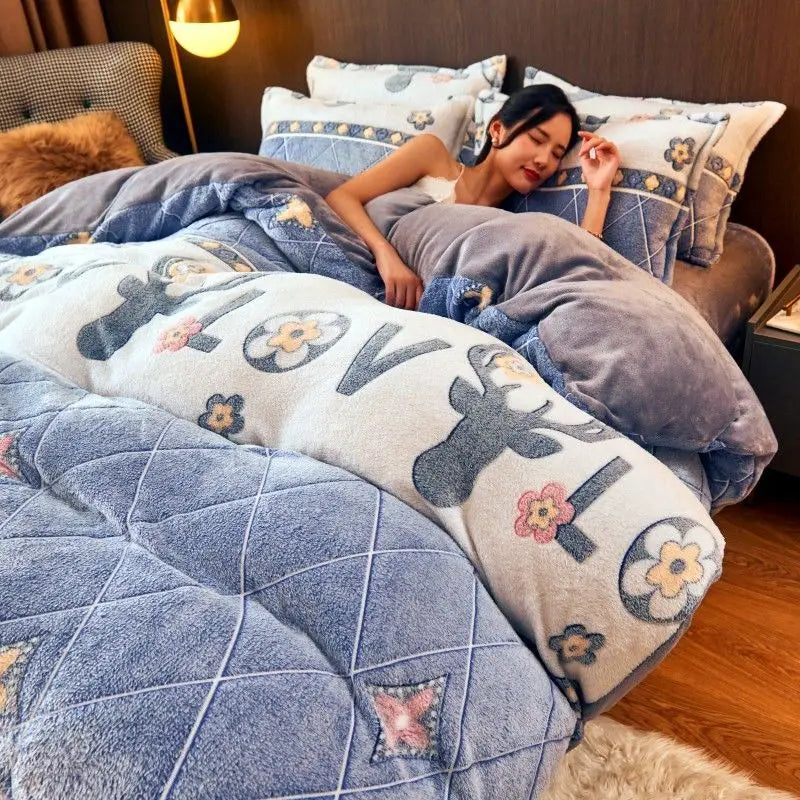 Warm Winter Flannel Duvet Cover - FluffNest
