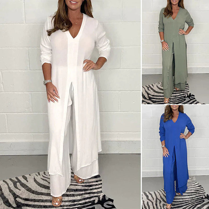 Casual Two-Piece Leisure Suit for Women - Nova-White-S-The Livary