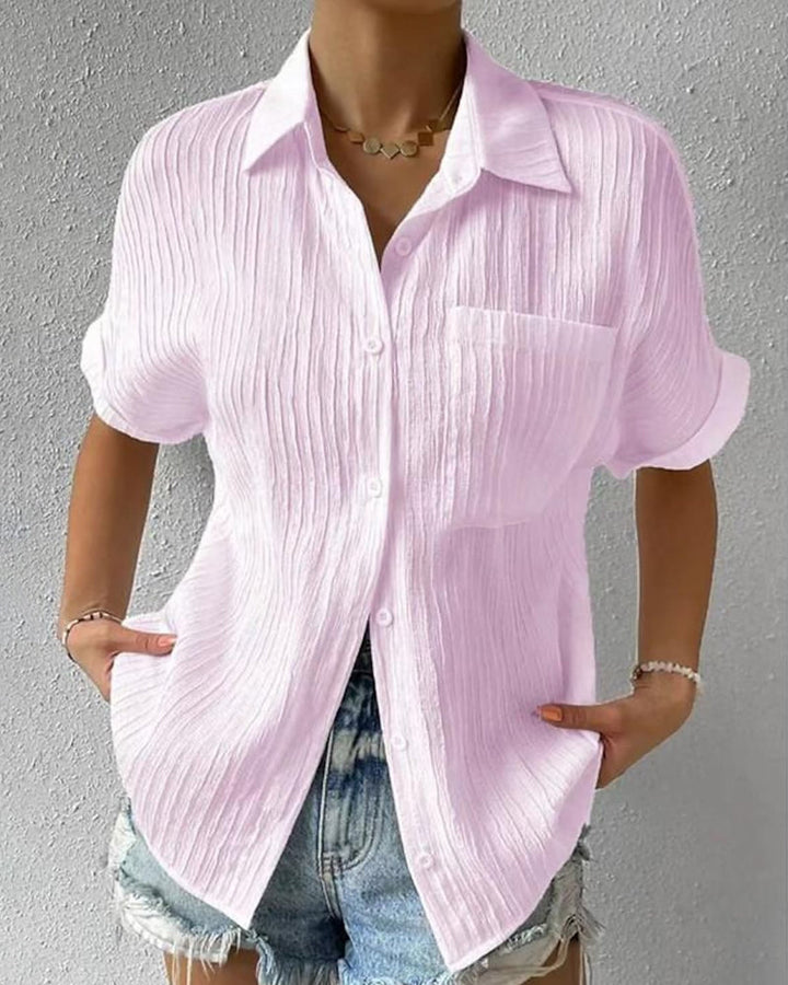 Stylish blouse with short sleeves – Elena-Pink-S-The Livary