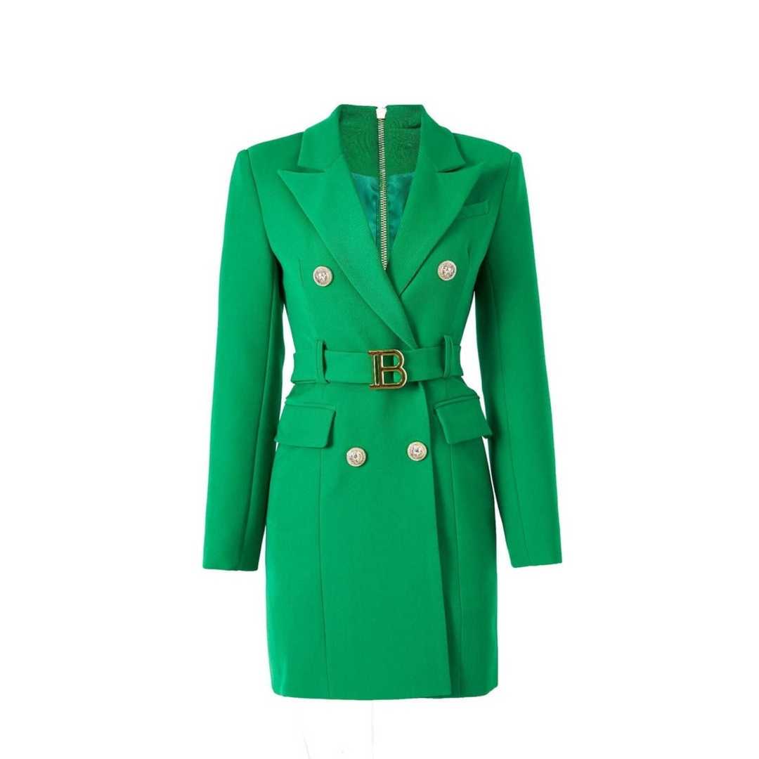 Stylish Plain Blazer Dress - Celeste-Green-S-The Livary