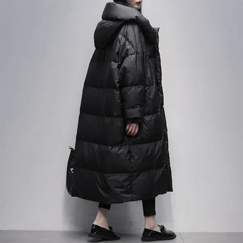 Long Ladies Winter Jacket - Amara-Black-S-The Livary