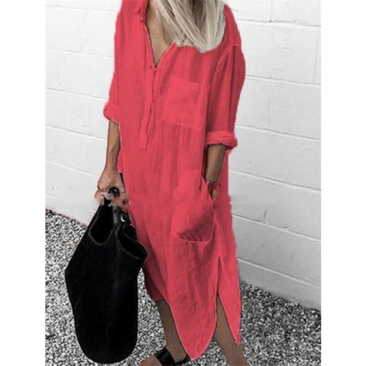 Smooth and Comfortable Long Summer Dress - Mila-Red-S-The Livary
