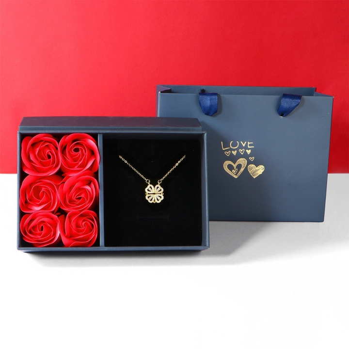 Luxury Diamond Necklace - Livia-Gold with Roses-The Livary