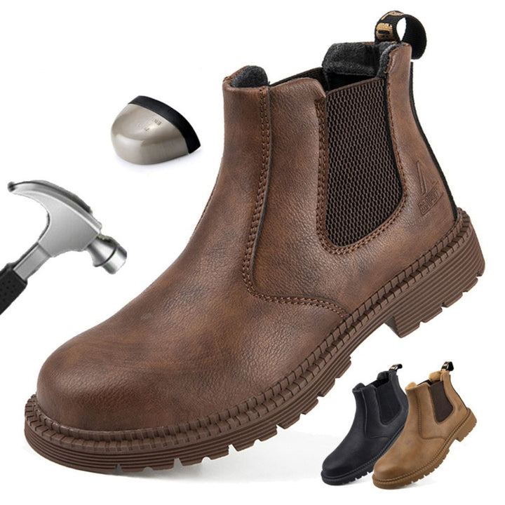 Waterproof Leather Work Boots - Sigvard-Camel-6.5-The Livary