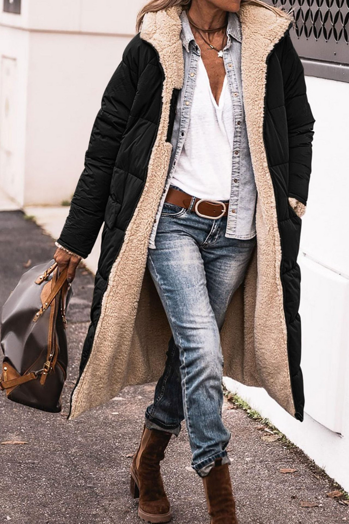 Trendy Double-Sided Ladies Winter Coat - Sofia-Black-S-The Livary