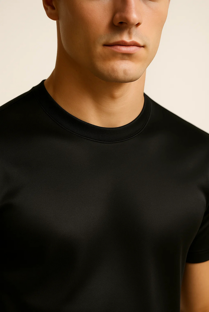 Stylish men's t-shirt made of mercerised cotton – Dario-Black-XS-The Livary