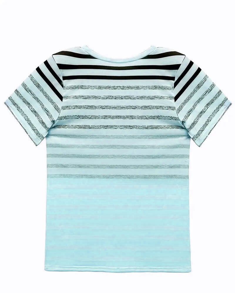 Striped women's T-shirt with round neckline & gradient – Melia-Light pink-S-The Livary