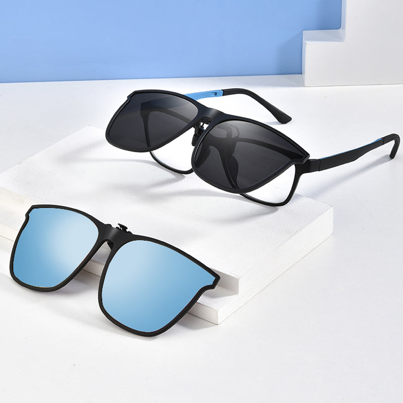 Polarising sunglasses clip for glasses wearers – buy 1, get 1 free – Felix-Blue-The Livary