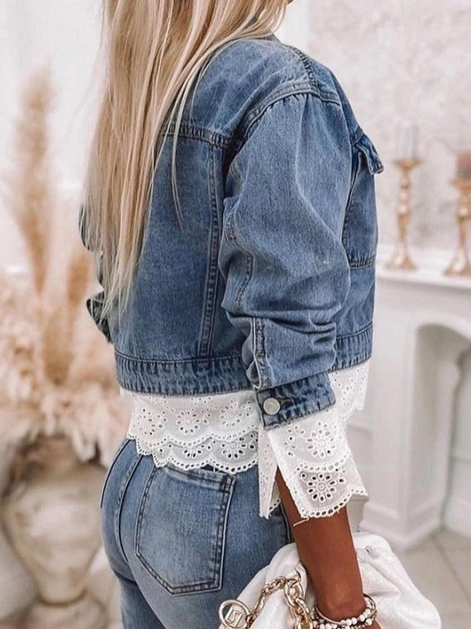 Blue Patchwork Denim Jacket - Rowena-S-The Livary