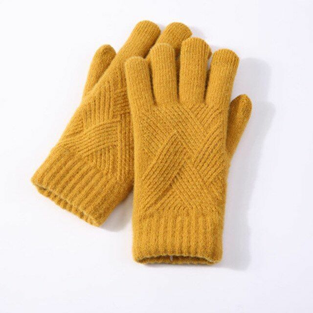 Comfy Knitted Women's Gloves - Isabelle-Yellow-The Livary