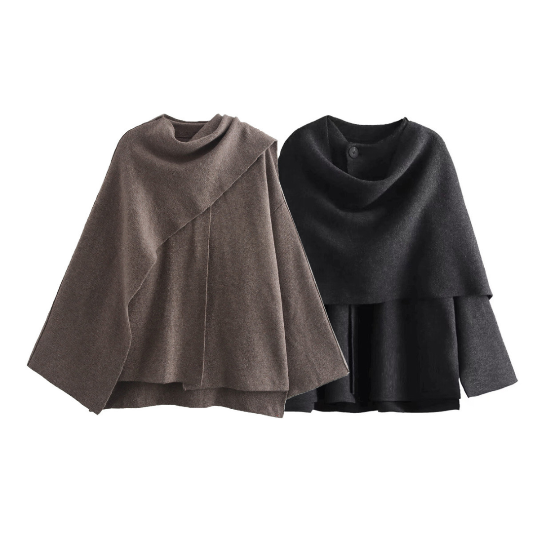 Stylish Ladies Winter Poncho - Ella-Dark blue-S-The Livary