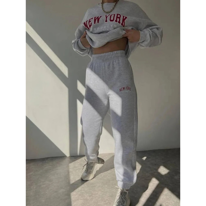 Ladies Tracksuit with Letter Print - Viva-White-S-The Livary