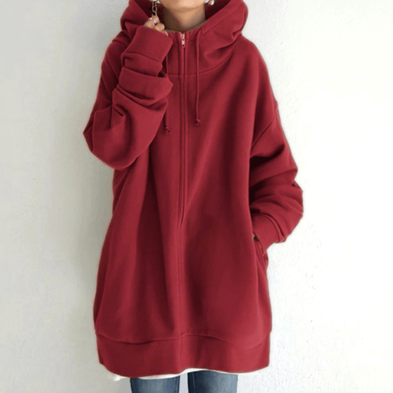 Comfortable Women's Jacket with Hood - ComfyHood-Red-S-The Livary