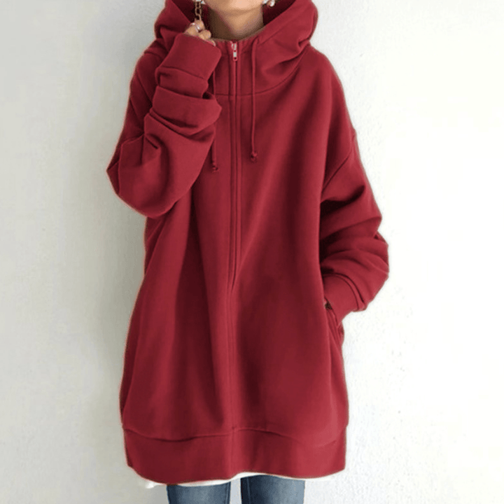 Comfortable Women's Jacket with Hood - ComfyHood-Red-S-The Livary