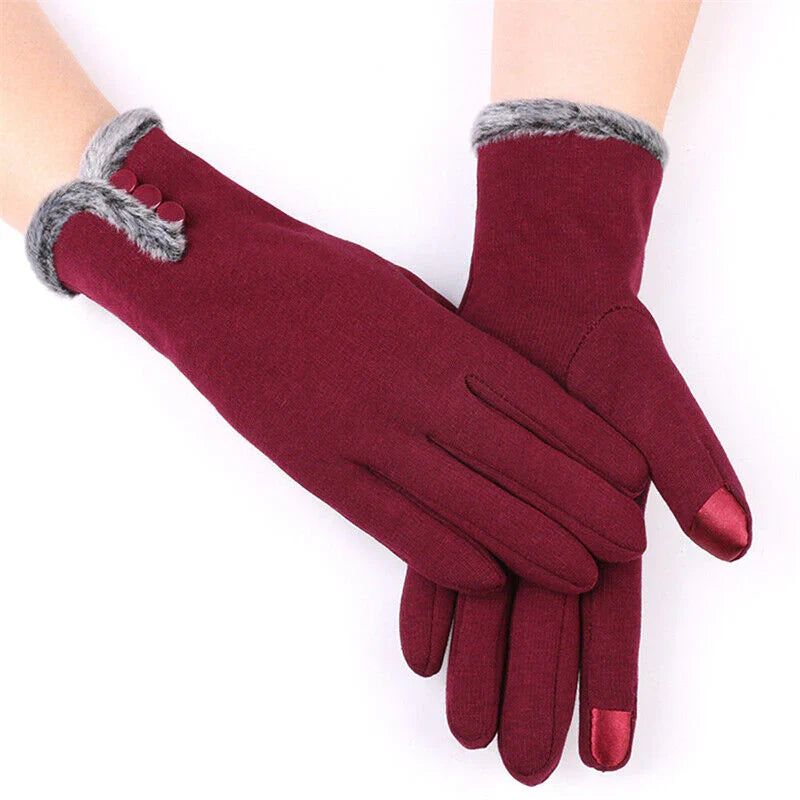 Luxury Touchscreen Gloves - Elise-Red A-The Livary