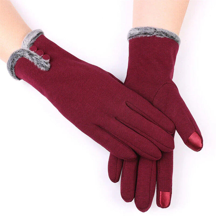 Luxury Touchscreen Gloves - Elise-Red A-The Livary