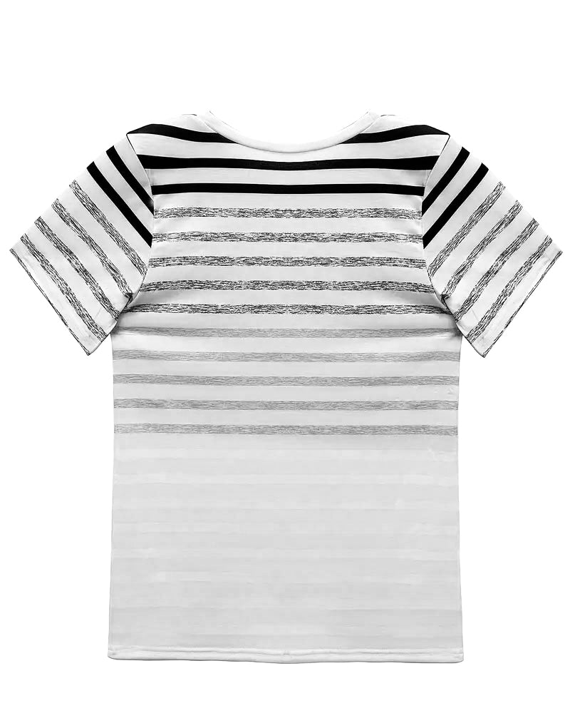 Striped women's T-shirt with round neckline & gradient – Melia-Light pink-S-The Livary